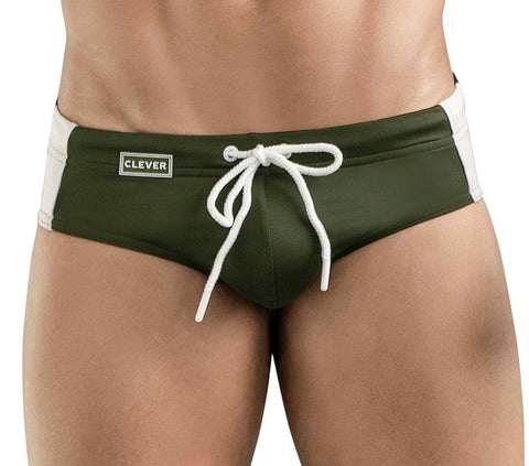 Clever Moda Valencia Swimsuit Brief Green Men's Swimwear