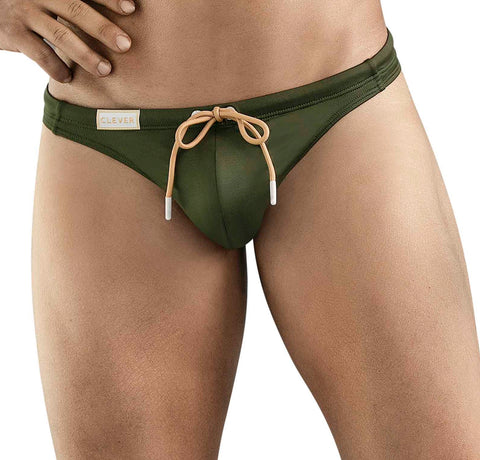 Clever Moda Swimsuit Thong Green Men's Swimwear